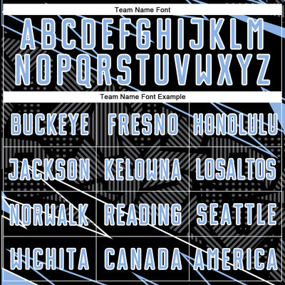 Custom Black Light Blue-White Lines Sports Sublimation Soccer Uniform Jersey