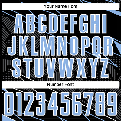 Custom Black Light Blue-White Lines Sports Sublimation Soccer Uniform Jersey