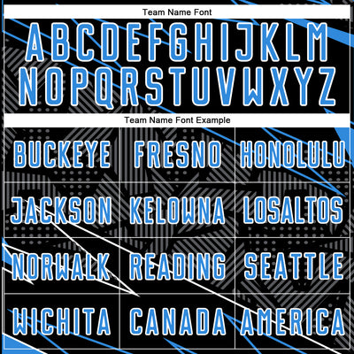 Custom Black Powder Blue-White Lines Sports Sublimation Soccer Uniform Jersey