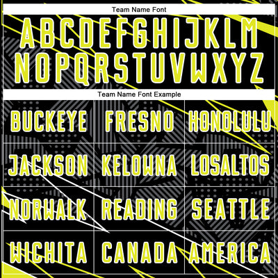 Custom Black Neon Yellow-White Lines Sports Sublimation Soccer Uniform Jersey