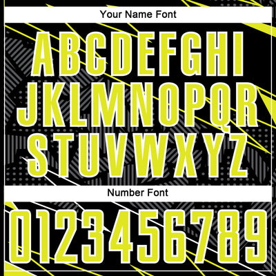 Custom Black Neon Yellow-White Lines Sports Sublimation Soccer Uniform Jersey