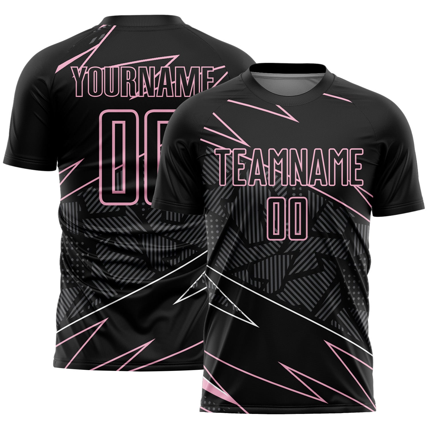Custom Black Light Pink Lines Sports Sublimation Soccer Uniform Jersey