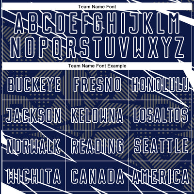 Custom Navy White Lines Sports Sublimation Soccer Uniform Jersey