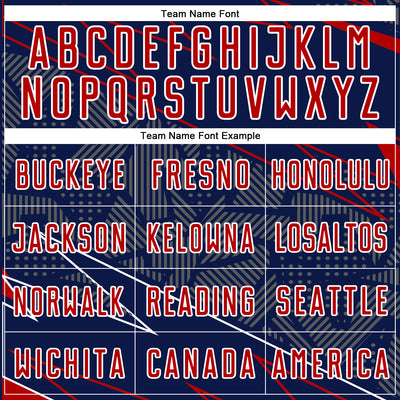 Custom Navy Red-White Lines Sports Sublimation Soccer Uniform Jersey