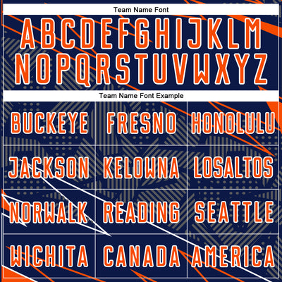 Custom Navy Orange-White Lines Sports Sublimation Soccer Uniform Jersey