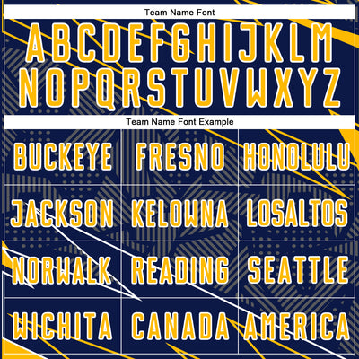 Custom Navy Gold-White Lines Sports Sublimation Soccer Uniform Jersey