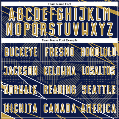 Custom Navy Old Gold-White Lines Sports Sublimation Soccer Uniform Jersey