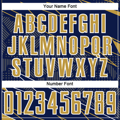 Custom Navy Old Gold-White Lines Sports Sublimation Soccer Uniform Jersey