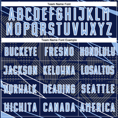 Custom Navy Light Blue-White Lines Sports Sublimation Soccer Uniform Jersey