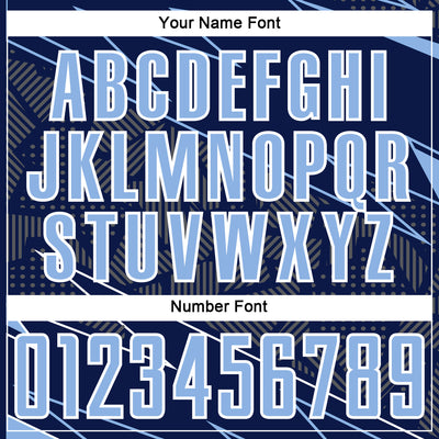 Custom Navy Light Blue-White Lines Sports Sublimation Soccer Uniform Jersey