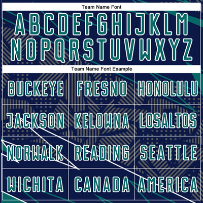 Custom Navy Teal-White Lines Sports Sublimation Soccer Uniform Jersey