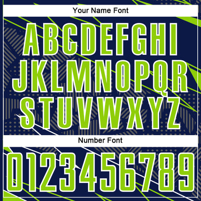 Custom Navy Neon Green-White Lines Sports Sublimation Soccer Uniform Jersey