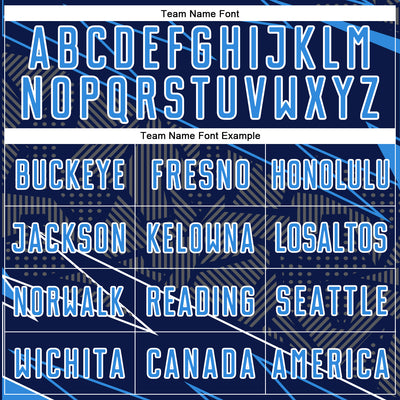 Custom Navy Powder Blue-White Lines Sports Sublimation Soccer Uniform Jersey