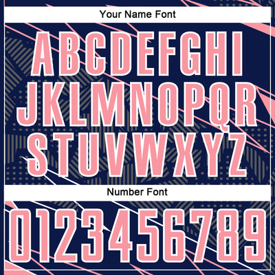 Custom Navy Medium Pink-White Lines Sports Sublimation Soccer Uniform Jersey