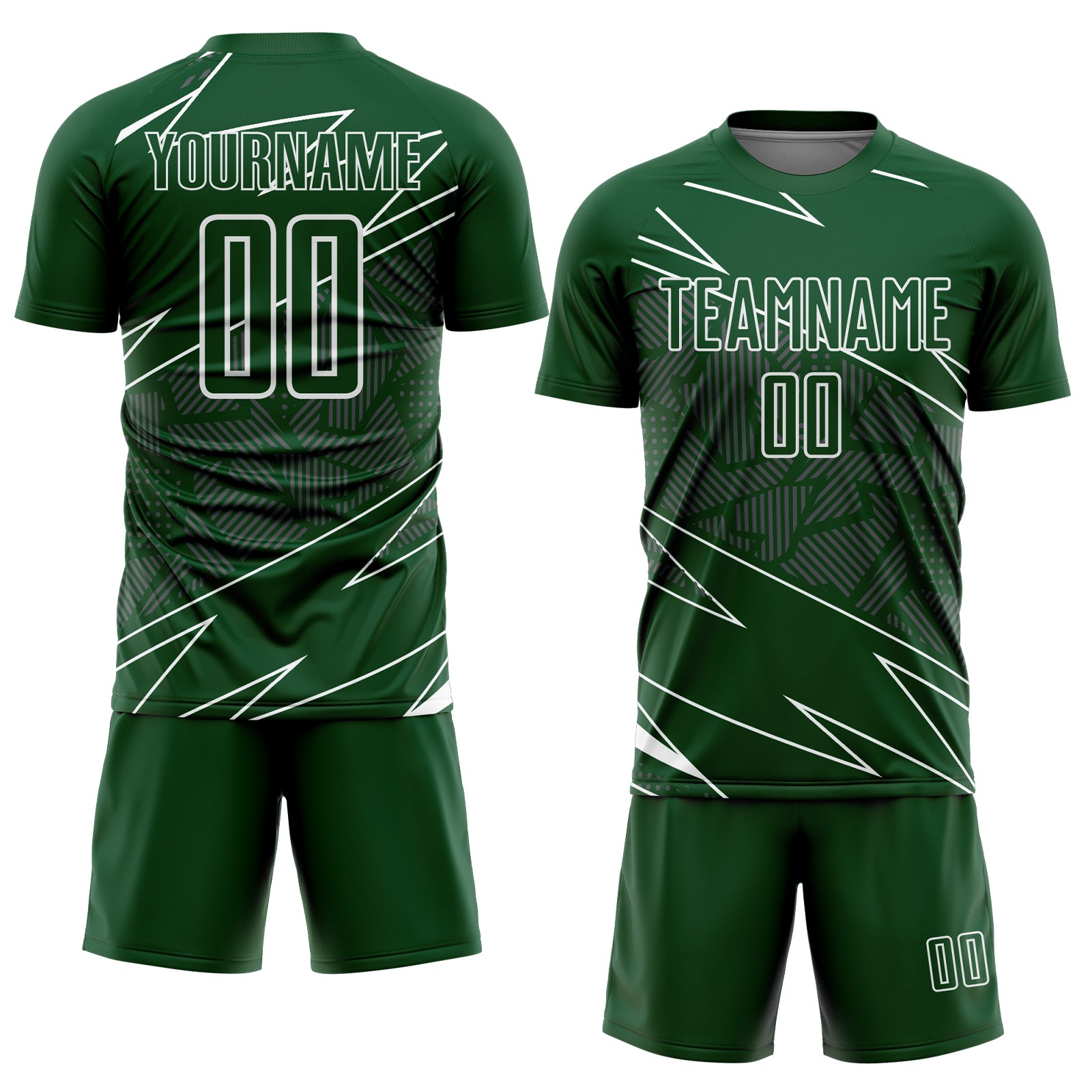 Custom Green White Lines Sports Sublimation Soccer Uniform Jersey