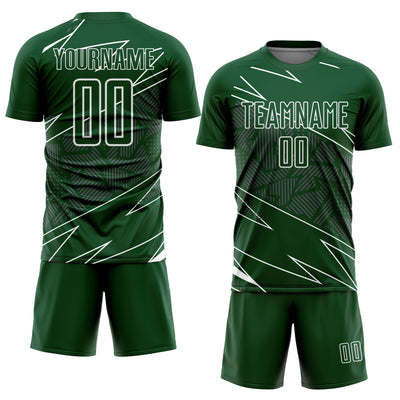 Custom Green White Lines Sports Sublimation Soccer Uniform Jersey