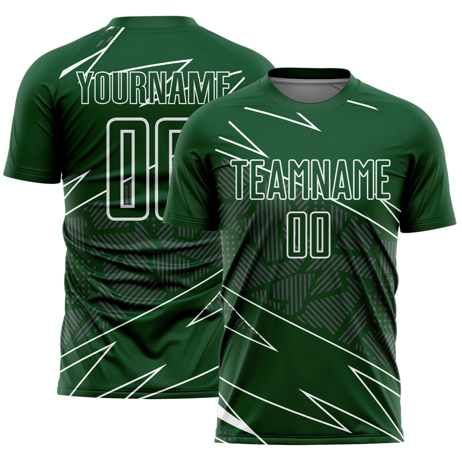 Custom Green White Lines Sports Sublimation Soccer Uniform Jersey