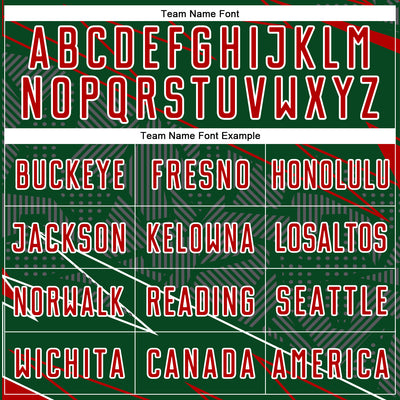 Custom Green Red-White Lines Sports Sublimation Soccer Uniform Jersey