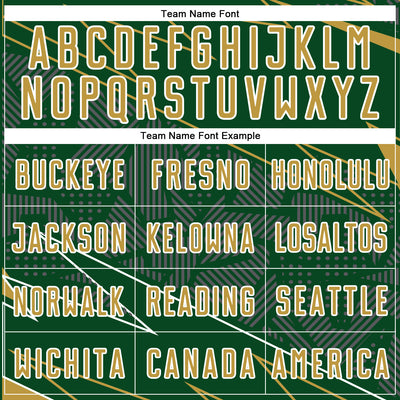 Custom Green Old Gold-White Lines Sports Sublimation Soccer Uniform Jersey