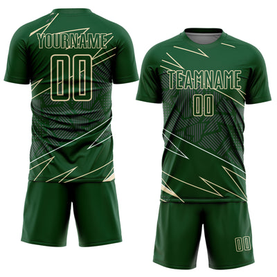 Custom Green Cream Lines Sports Sublimation Soccer Uniform Jersey