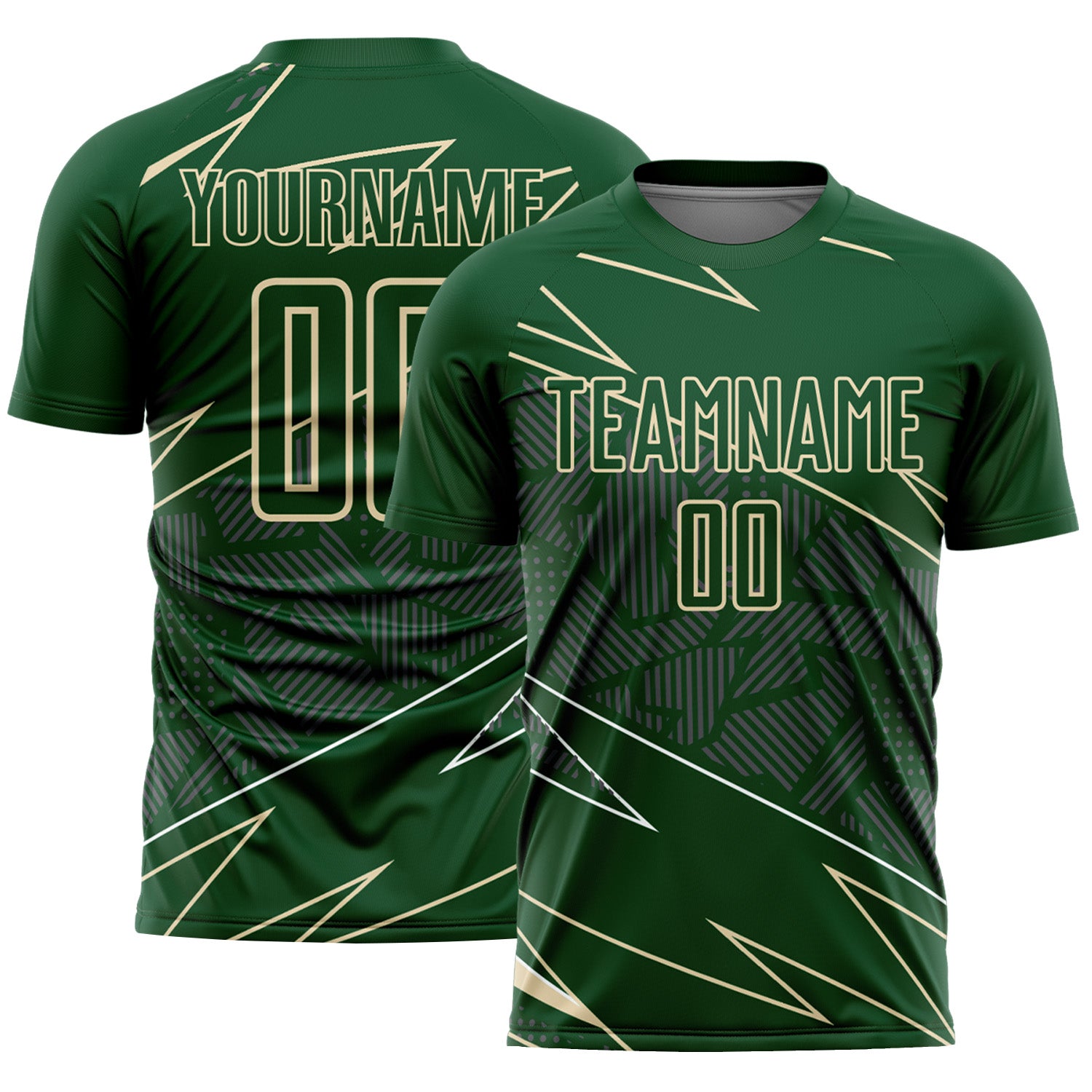 Custom Green Cream Lines Sports Sublimation Soccer Uniform Jersey