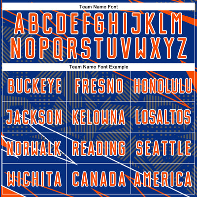 Custom Royal Orange-White Lines Sports Sublimation Soccer Uniform Jersey