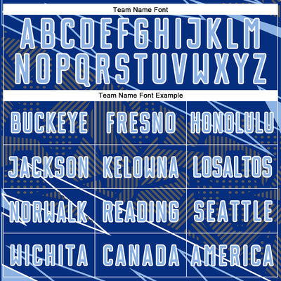 Custom Royal Light Blue-White Lines Sports Sublimation Soccer Uniform Jersey