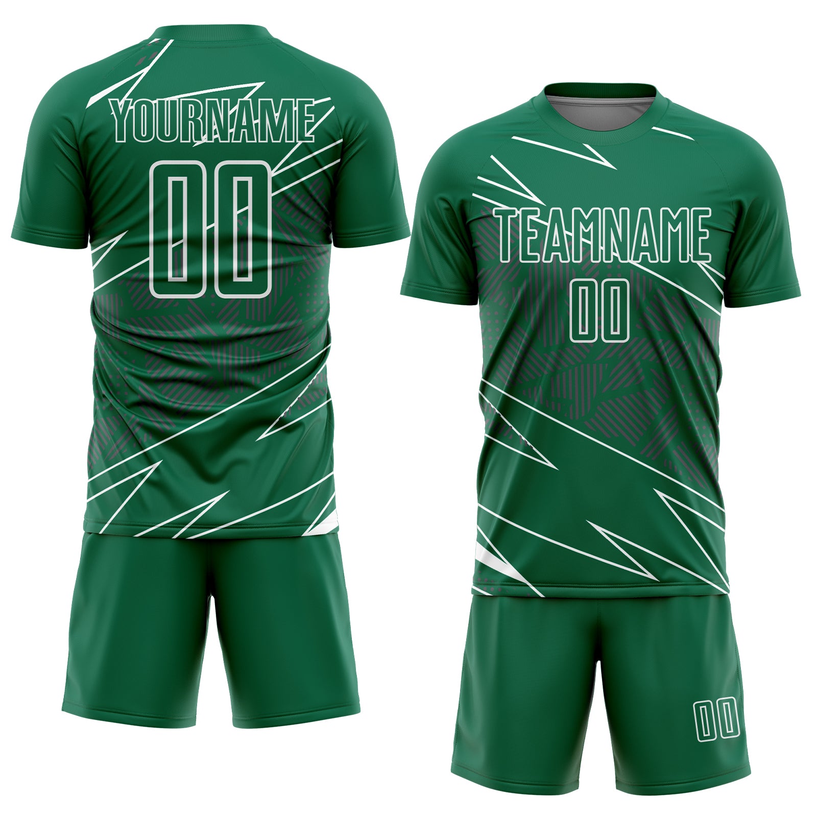 Custom Kelly Green White Lines Sports Sublimation Soccer Uniform Jersey