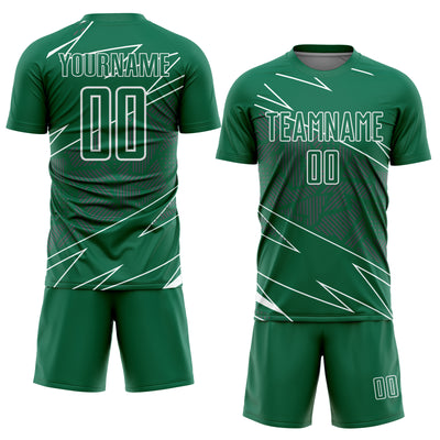 Custom Kelly Green White Lines Sports Sublimation Soccer Uniform Jersey