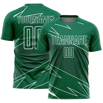 Custom Kelly Green White Lines Sports Sublimation Soccer Uniform Jersey