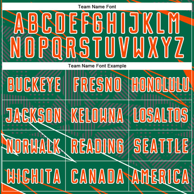 Custom Kelly Green Orange-White Lines Sports Sublimation Soccer Uniform Jersey