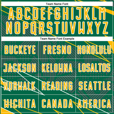 Custom Kelly Green Gold-White Lines Sports Sublimation Soccer Uniform Jersey