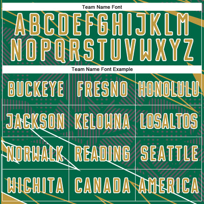 Custom Kelly Green Old Gold-White Lines Sports Sublimation Soccer Uniform Jersey