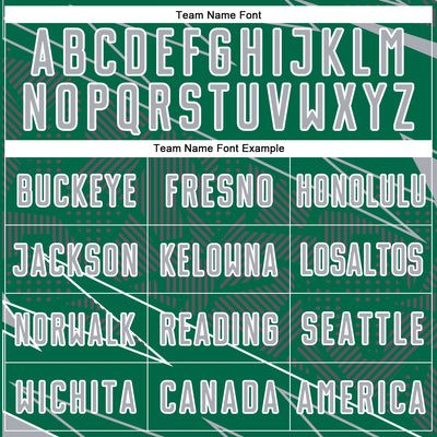 Custom Kelly Green Gray-White Lines Sports Sublimation Soccer Uniform Jersey