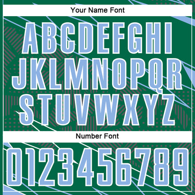 Custom Kelly Green Light Blue-White Lines Sports Sublimation Soccer Uniform Jersey