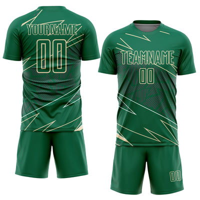 Custom Kelly Green Cream Lines Sports Sublimation Soccer Uniform Jersey