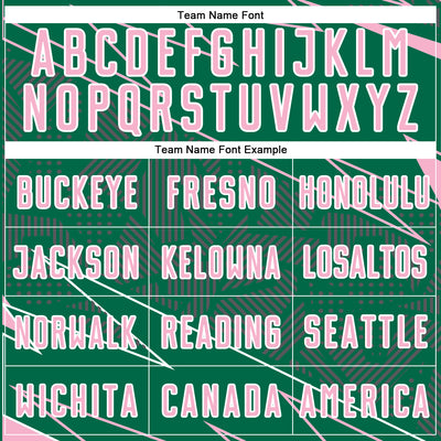 Custom Kelly Green Light Pink-White Lines Sports Sublimation Soccer Uniform Jersey