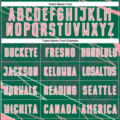 Custom Kelly Green Medium Pink-White Lines Sports Sublimation Soccer Uniform Jersey