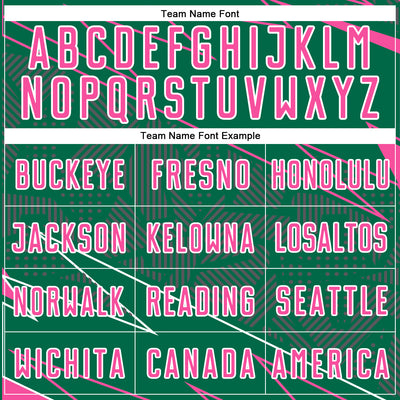 Custom Kelly Green Pink-White Lines Sports Sublimation Soccer Uniform Jersey