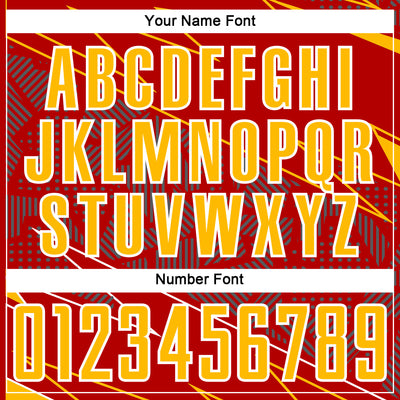 Custom Red Gold-White Lines Sports Sublimation Soccer Uniform Jersey