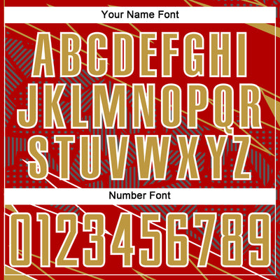 Custom Red Old Gold-White Lines Sports Sublimation Soccer Uniform Jersey