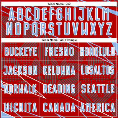 Custom Red Light Blue-White Lines Sports Sublimation Soccer Uniform Jersey