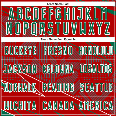 Custom Red Kelly Green-White Lines Sports Sublimation Soccer Uniform Jersey