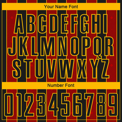 Custom Black Red-Gold Pinstripe Line Sports Sublimation Soccer Uniform Jersey