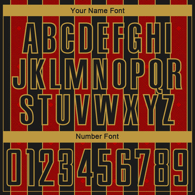 Custom Black Red-Old Gold Pinstripe Line Sports Sublimation Soccer Uniform Jersey