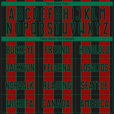 Custom Black Red-Kelly Green Pinstripe Line Sports Sublimation Soccer Uniform Jersey