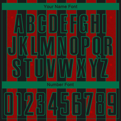 Custom Black Red-Kelly Green Pinstripe Line Sports Sublimation Soccer Uniform Jersey