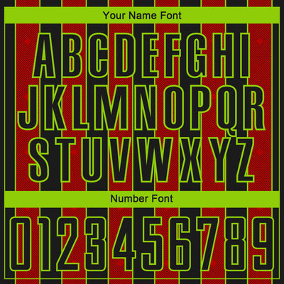 Custom Black Red-Neon Green Pinstripe Line Sports Sublimation Soccer Uniform Jersey