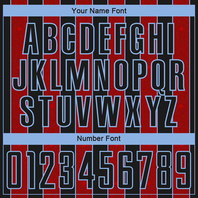 Custom Black Red-Light Blue Pinstripe Line Sports Sublimation Soccer Uniform Jersey