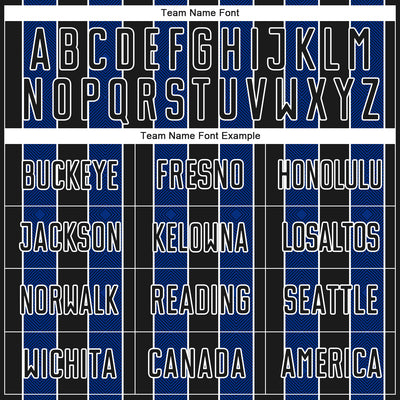 Custom Black Royal-White Pinstripe Line Sports Sublimation Soccer Uniform Jersey